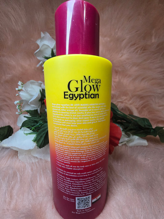 AUTHENTIC MEGA  GLOW EGYPTAIAN 3D ANTI MARK ARBUTIN FACE AND BODY LOTION 400ML