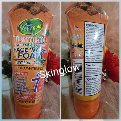 VEETGOLD TURMERIC + CARROT FOAMY FACE WASH 200g