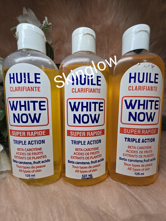 💯 Original  X 3 Huile Eclaircissante white now oil. 125ml x3