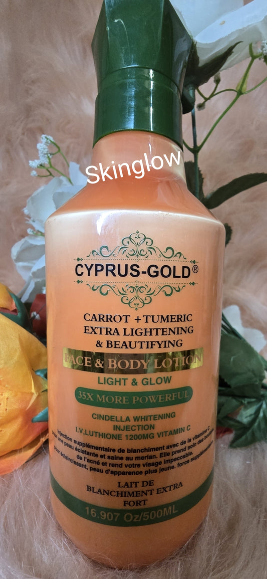 💯 Authentic Cyprus-Gold Turmeric Body Lotion. Light & Glow Beautifying Milk 500ml X 1