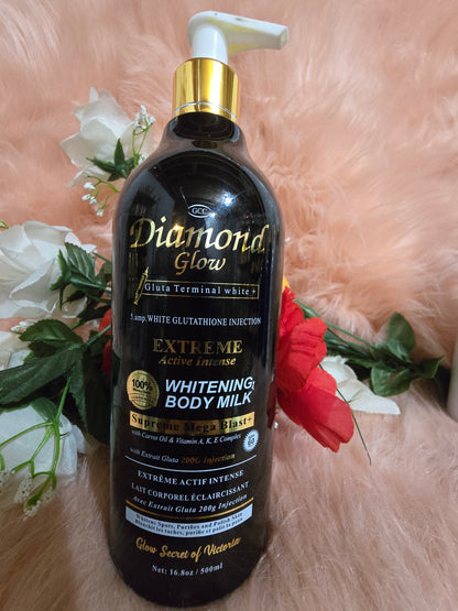 💯  GCC DIAMOND GLOW WHITENING BODY MILK WITH  Carrot Oil + VIT A,K,E 500mlx1