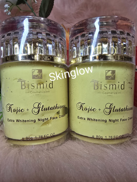 💯 Authentic Bismid Kojic + Glutathion Xtra Whitening NIGHT FACE CREAM 80G X 1 Jar