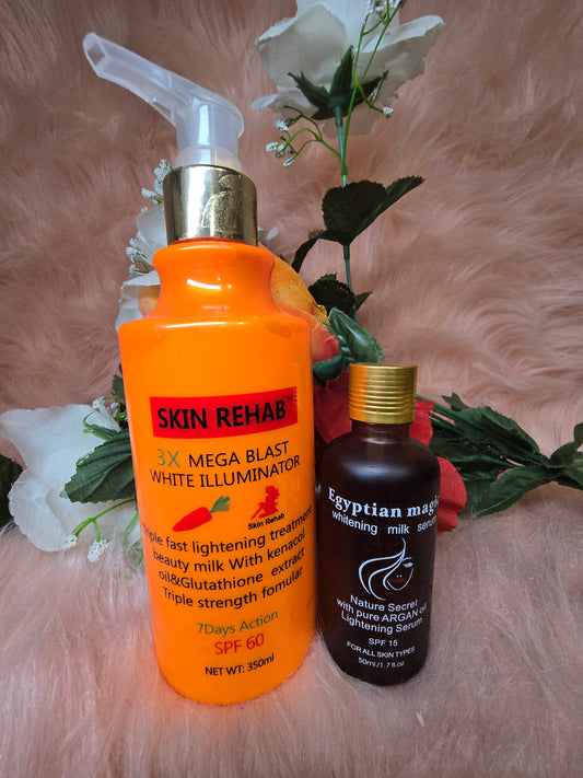 Skin Rehab 3x lotion 7 days Active SPF 60. 350ml + Egyptian magic serum 💯 Authentic X 2
