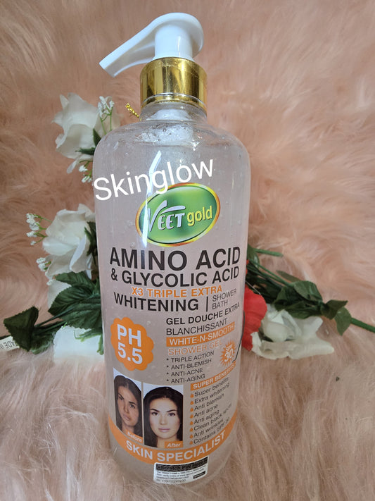 Veet Gold Amino Acid & Glycolic Acid Triplehitening Shower Bath Gel With  SPF 30. 100 EFFECTIVE