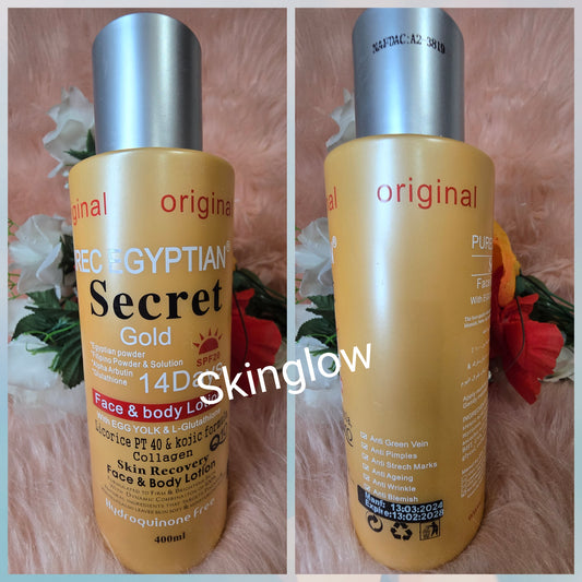 Original purec Egyptian Gold lotion. Skin recovery face & body lotion. 400ml x1. With spf 30