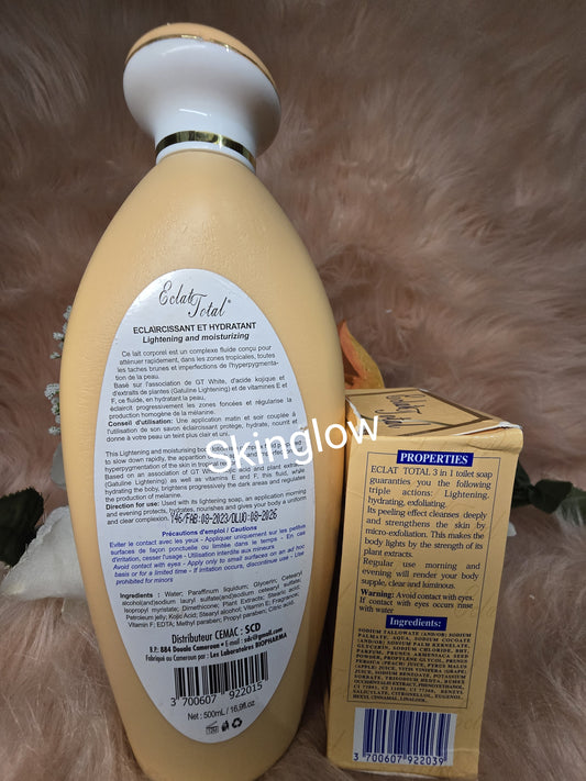 💯  Authentic Eclat total light and moisturizing body lotion + soap combo.