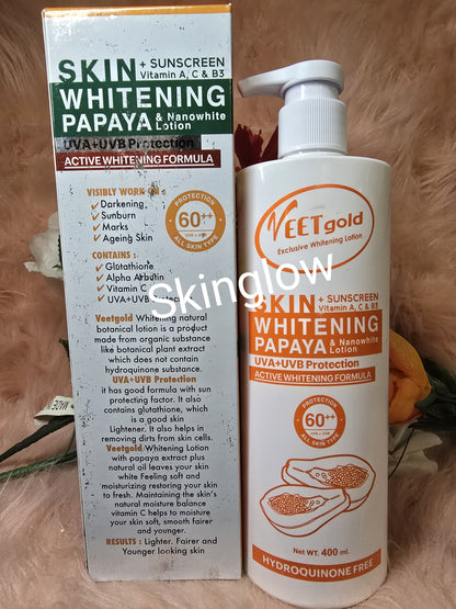 Authentic VeetGold skin whitening Papaya BODY LOTION SPF 60. Come with free soap.
