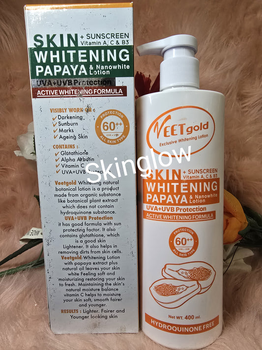 Authentic VeetGold skin whitening Papaya BODY LOTION SPF 60. Come with free soap.