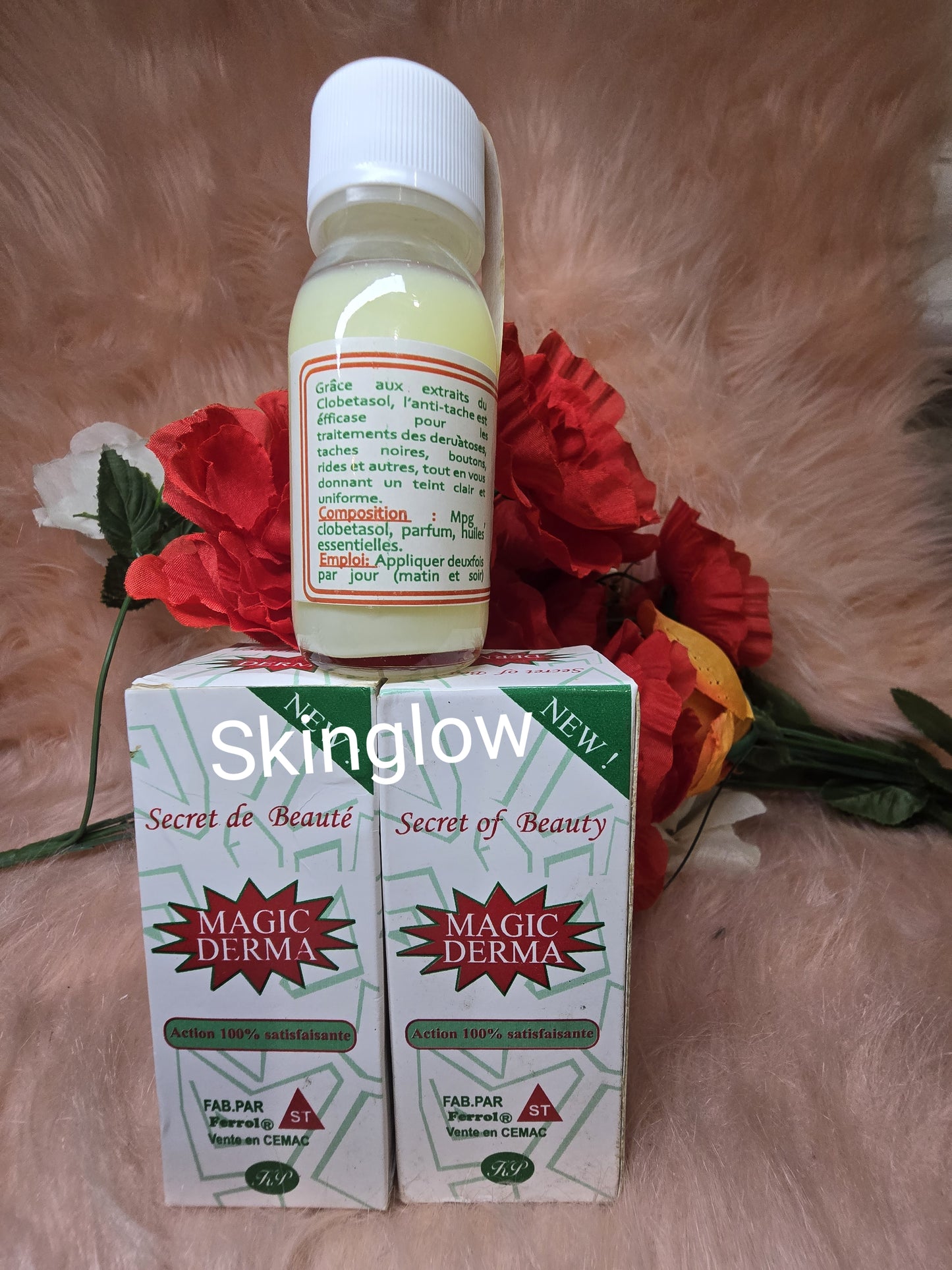 Magic Derma, is efficient in fighting skin irritations; black spots, acnes, pimples, wrinkles etc, while pricing a bright and smooth skin color. It can be added to cream or use alone. It clears rashes on the skin.