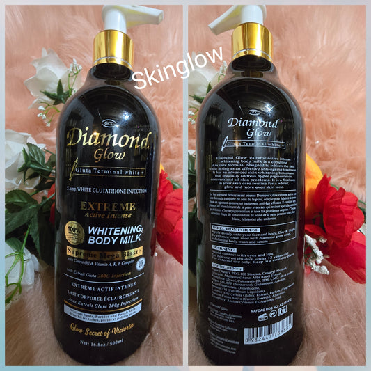 💯  GCC DIAMOND GLOW WHITENING BODY MILK WITH  Carrot Oil + VIT A,K,E 500mlx1