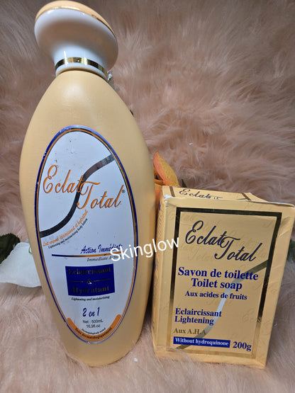 💯  Authentic Eclat total light and moisturizing body lotion + soap combo.