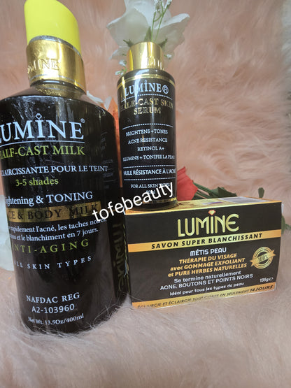 3pc Lumine HC Lightening And Toning Body Lotion, Corrector Face Cream & Soap
