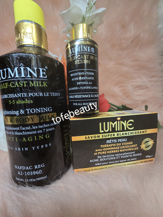 3pc Lumine HC Lightening And Toning Body Lotion, Corrector Face Cream & Soap