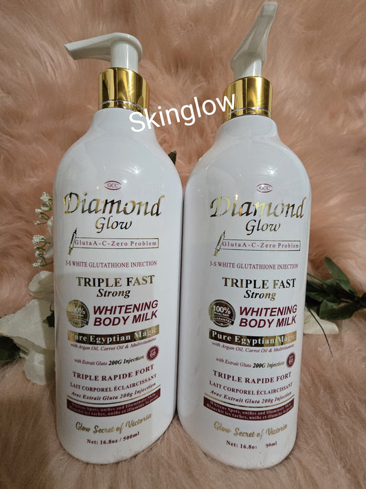 AUTHENTIC Gcc DIAMOND GLOW BODY MILK. 3riple FAST whitening Lotion 500ml X 1