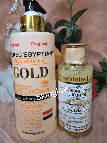 ORIGINAL Purec Egyptian Magic lotion 300ml + glutathione comprime serum x1