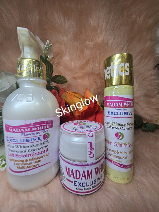 Madam White Exclusive Whitening Milk lotion,  Face Cream & serum. 💯 satisfaction.