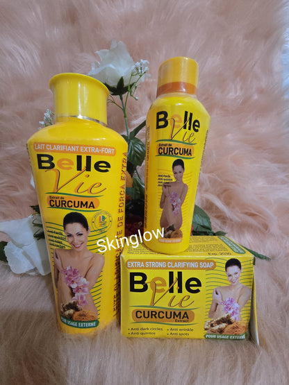 3pcs Belle Vie Curcuma Extracts Body Lotion,  Serum &  Soap.