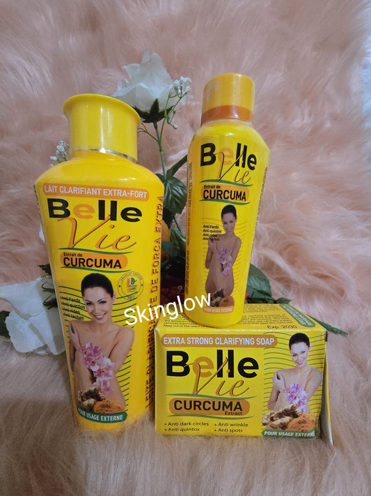 3pcs Belle Vie Curcuma Extracts Body Lotion,  Serum &  Soap.