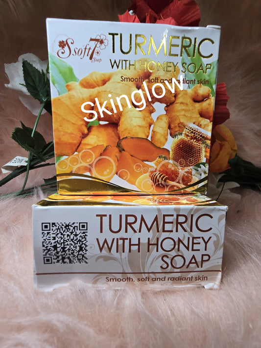 X 2 Authentic Soft7 by K.Brothers Turmeric with Honey Skin Care Natural Herbal Soap 120g x2